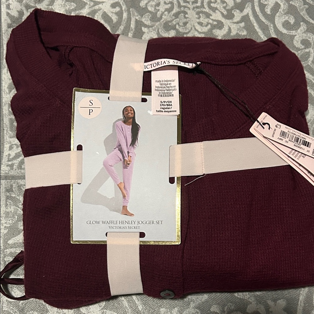 Victoria's Secret Deep Red Waffle Jogger Set
